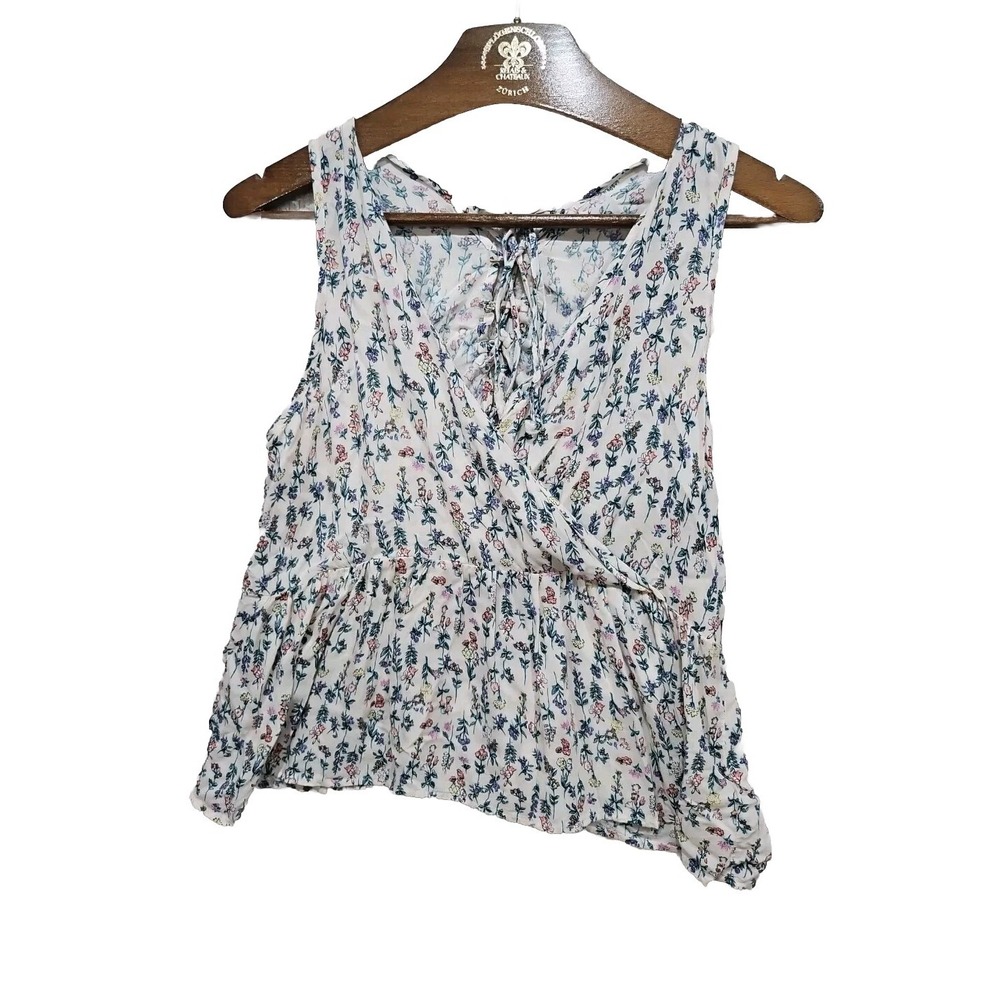 Summer Top Shirt Wild Blue Sadie Robertson  Flowers Blouse  Womens Medium Cute
